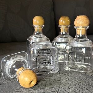 Patron Tequila Bottle inspired drink cup Set with Wooden Stoppers